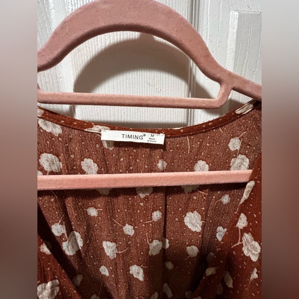 Timing Floral Maxi Dress - Rust/Brown and White Size Medium - Picture 3 of 4